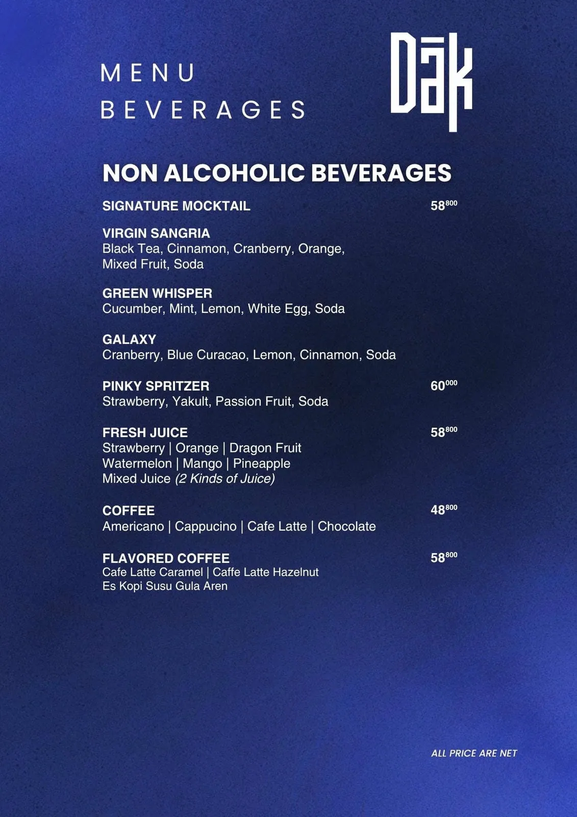 DAK Social Club menu 34